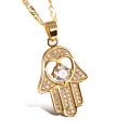 Colliers pendentif Fatima Hand Antique jaune or/platine plaqué femme homme religieux main Hamsa chaud bijoux