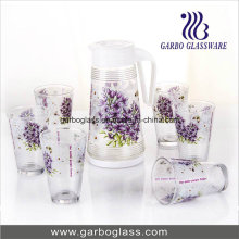 7PCS Beautiful Drinking Glass Set with Heat Transfer Printing