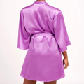 Faux silk robe purple womens silk satin robe