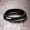 Mens braided leather medical alert bracelet