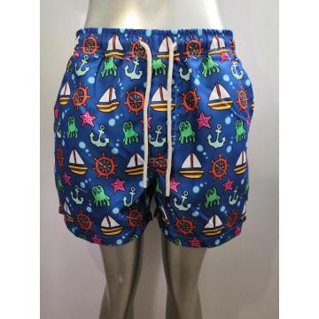 Blue nautical icon men's beach shorts