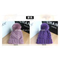 Customize Real Fur POM POM Hand Knitted Hat Winter Hat