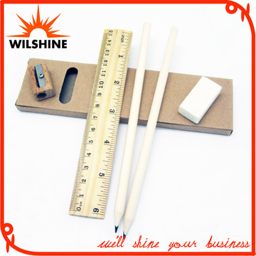 Wooden Stationery Pencil Set with Sharpener and Ruler for Promotion (MP015)