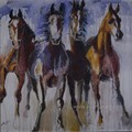 Óleo Handmade em pinturas da lona da decoração Home dos cavalos selvagens (EAN-377)