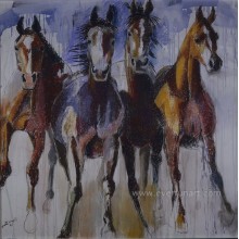 Óleo Handmade em pinturas da lona da decoração Home dos cavalos selvagens (EAN-377)