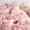Cotton grid yarn dyed and woven bedding set