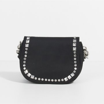 Rivet decorative black saddle bag