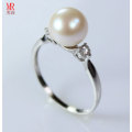 925 Sterling Silver Round Pearl Wedding Ring (ER1604)