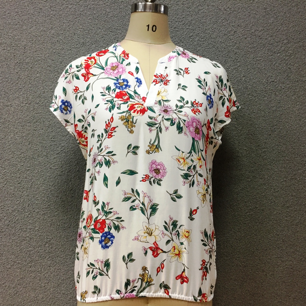 Women's viscose printed short sleeves blouse