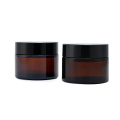 Round 50 ml 100 ml empty skincare cream jars wholesale black glass cosmetic jar bottle skincare matte black