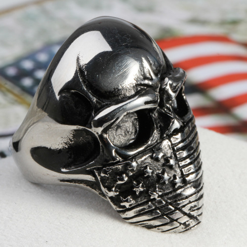 Black mask American Flag steel finger rings