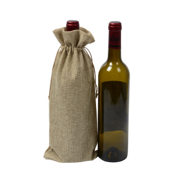 Burlap Environmental Friendly Recyclable Wine Bottle Pouch Long Drawstring Bag