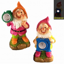 Hand Painted Dwarf with Solar Light Garden Gnome Decoration