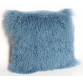 Mongolian Lamb Skin Cushion Cover in Blue