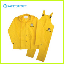 Wasserdichte Gelb PVC / Polyester PVC Herren Rainsuit Rpp-030A