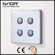 4 Gangs Interruptor de iluminación Panel táctil Material de aleación de aluminio (RD-ST1000L4)