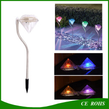 Outdoor Stainless Steel LED Solar Path Way Light RGB Diamend Garden Lawn Landscape Lamp