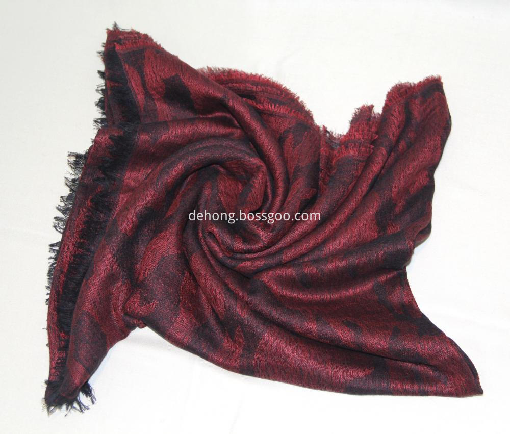 Wine Red Worsted Jacquard Camouflage Cape