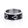 Letter Pattern Black Ring Designs Silver Color Ring