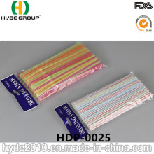 Disposable PP Plastic Flexible Drinking Straw with Stripe (HDP-0025)