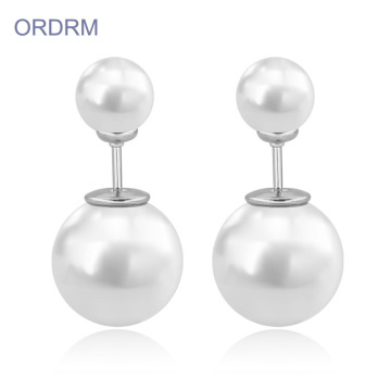 Wholesale double pearl earrings stud