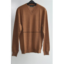 100% lã pescoço V-neck sweater homens suéter