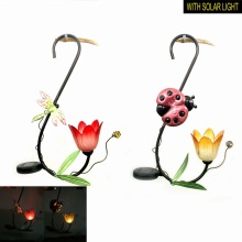 Metal Garden Decoration Solar Light Hanging Lantern with Transparent Flower