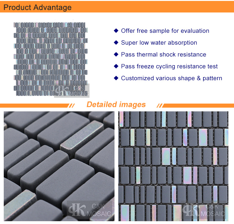 Mixed Iridescent Glass Mosaic Tiles Blue