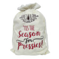 Velvet christmas sack with christmas theme pattern