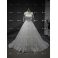 Real Photos Half Sleeve Ball Gown Ivory Tulle Wedding Dress Bridal Gown