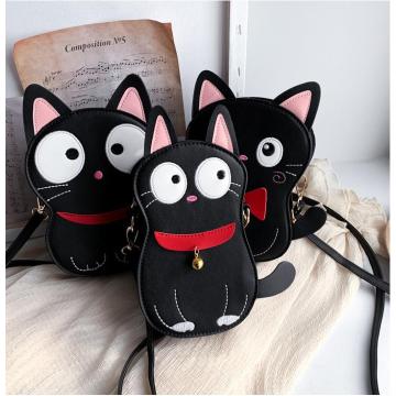 Mini Bolsa Cat Sacos de couro cartoon patch bordado