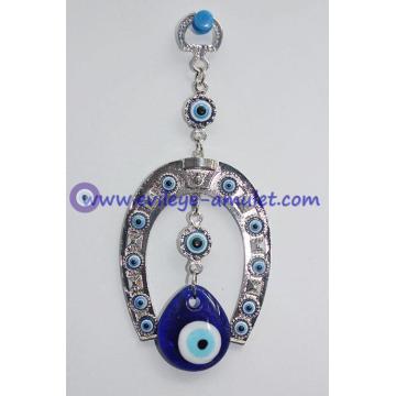 Blue Evil Eyes on Horse Shoe Wall Hanging Amulet Charm