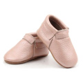 Mocassins pour bébé en cuir véritable de couleur unie pour filles et garçons