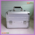 Silver Striped ABS Surface Aluminum Portable Makeup Vanity Case (SACMC028)