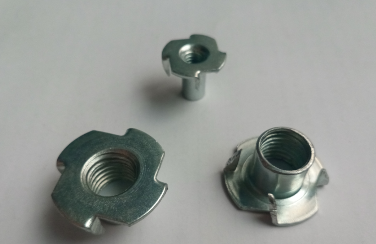 four jagged TEE NUTS FOR WOOD