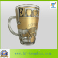 Vidro fosco com decalque Caneca de cerveja floral Glassware Kb-Hn0729