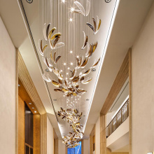 Luxurious custom villa lobby golden petaloid chandelier lamp