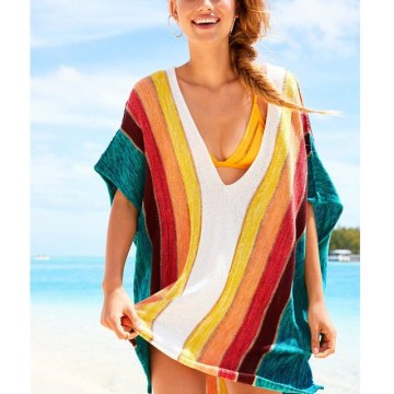 Cobertura colorida com listras de praia para mulheres grávidas