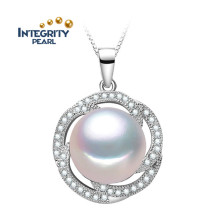 Single Freshwater Pearl Pendant 9-10mm AAA White Button Freshwater Pearl Pendant