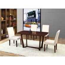 Luxury Rectangle Hotel Restaurant Dining Tables with 4 Leather Chairs