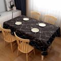 Marble grain leather texture pvc tablecloth woven backing