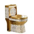 Badezimmersets Keramikwaschung eine goldene Toilette