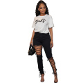 women's denim ripped pencil pants