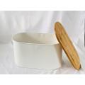 Oval galvanized wood lid bread box