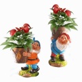 Polyresin Gnome Decoração Riding Bike Dwarf Flowerpot para Jardim