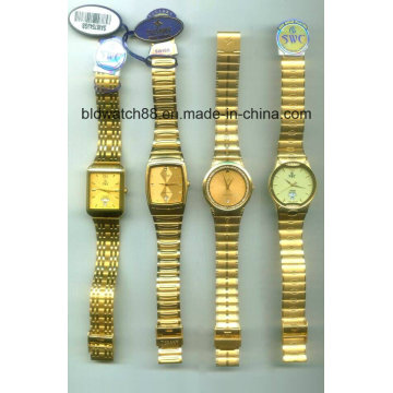 Antique Golden Brass Case Wrist Watches for Men