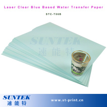 L’eau transparente bleue côté autocollant transfert papier d’impression au laser