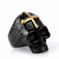 Male Jesus skull silver ring