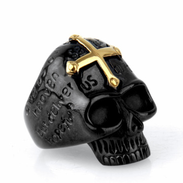 Male Jesus skull silver ring