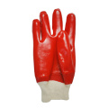 Red PVC coated knitted wrist gripper gloves